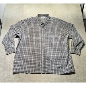 Foxfire Mens 3XB Big Tall Button Down Dress Shirt Blue Gray Plaid NWOT
